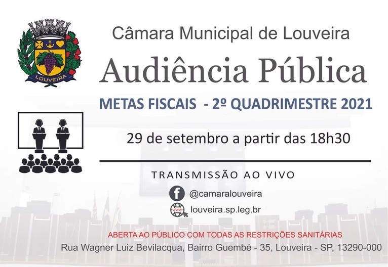 Metas Fiscais será tema de audiência pública no dia 29