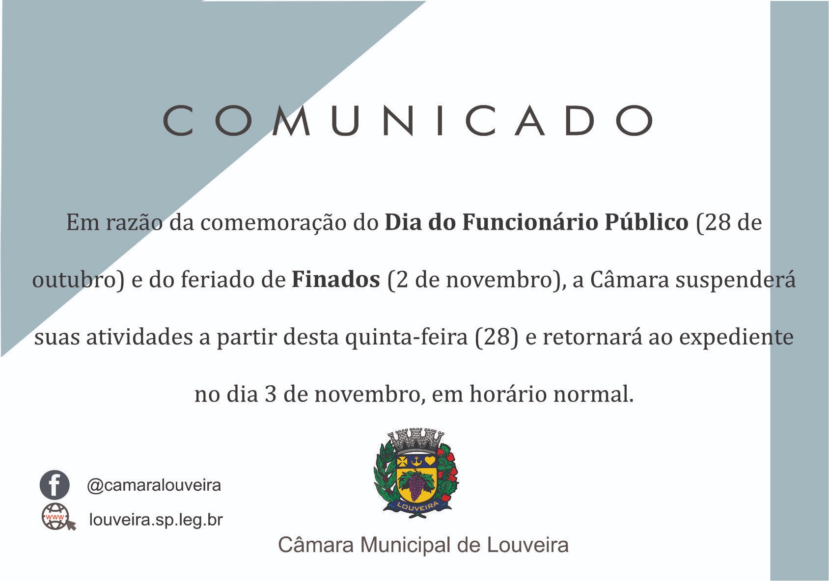 Câmara suspende as atividades até o dia 2