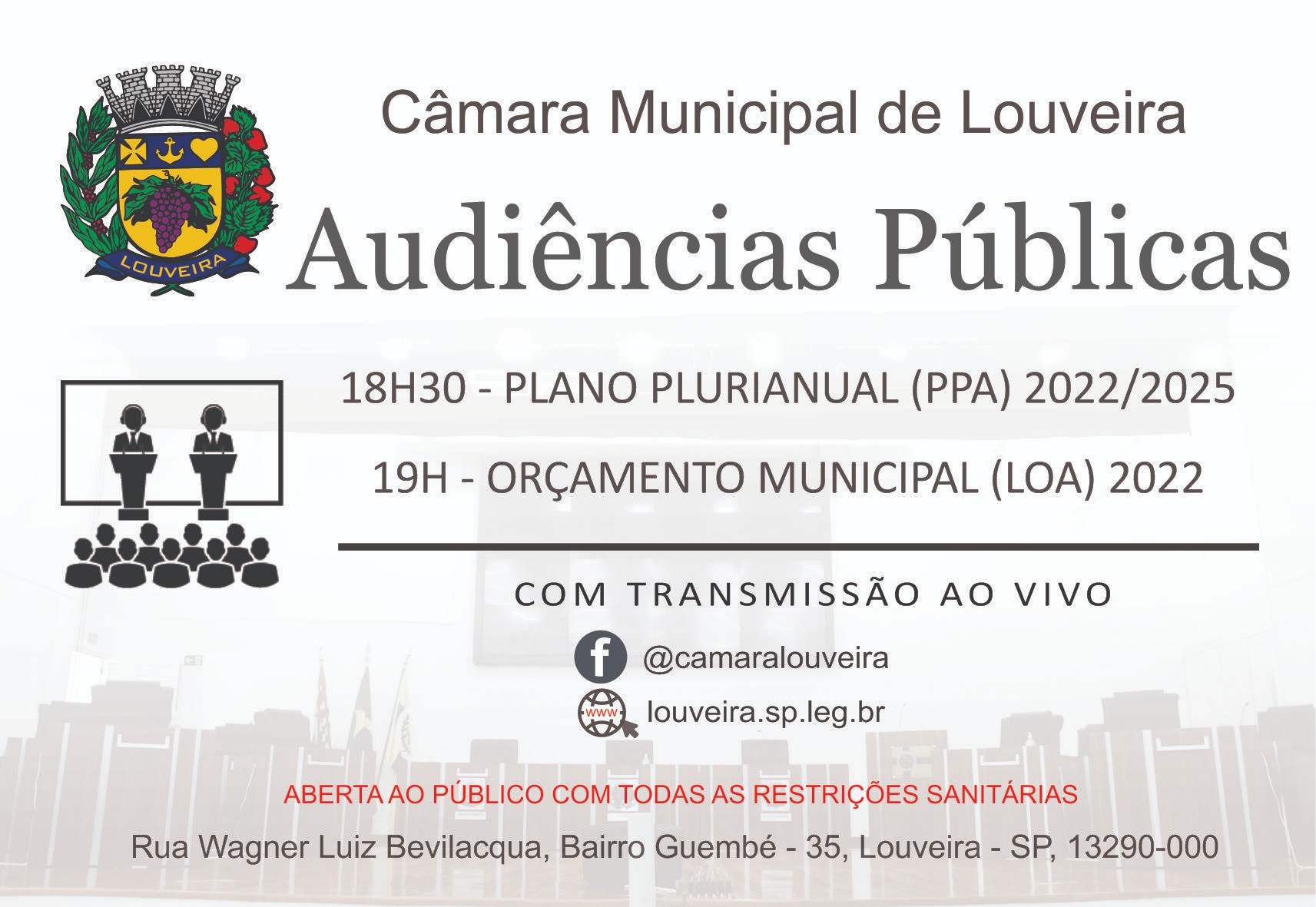 Câmara realiza duas audiências públicas no dia 18