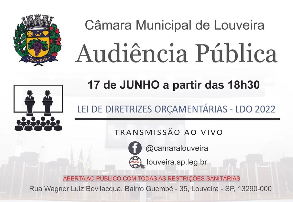 Audiência pública irá discutir Diretrizes Orçamentárias de 2022