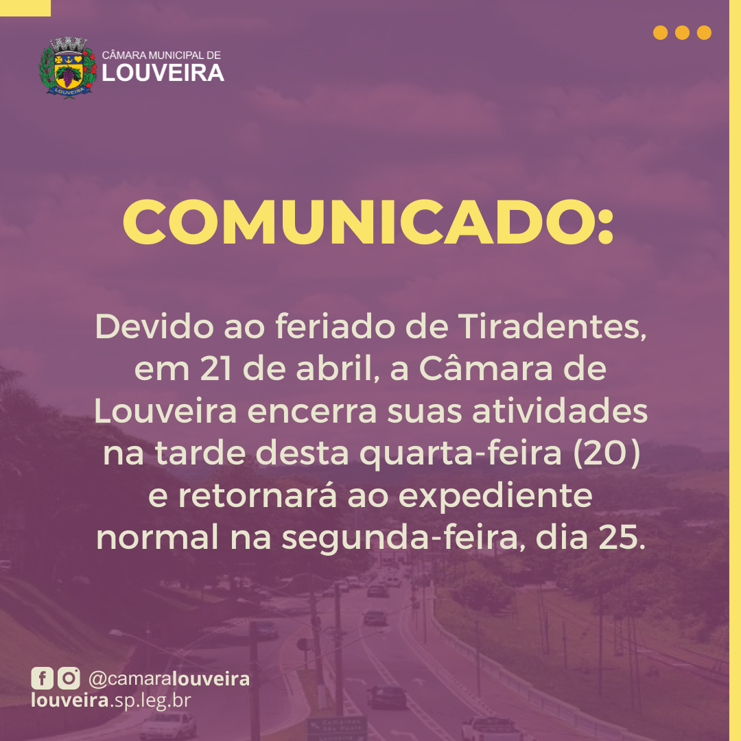 Câmara não funcionará na quinta e na sexta-feira dessa semana